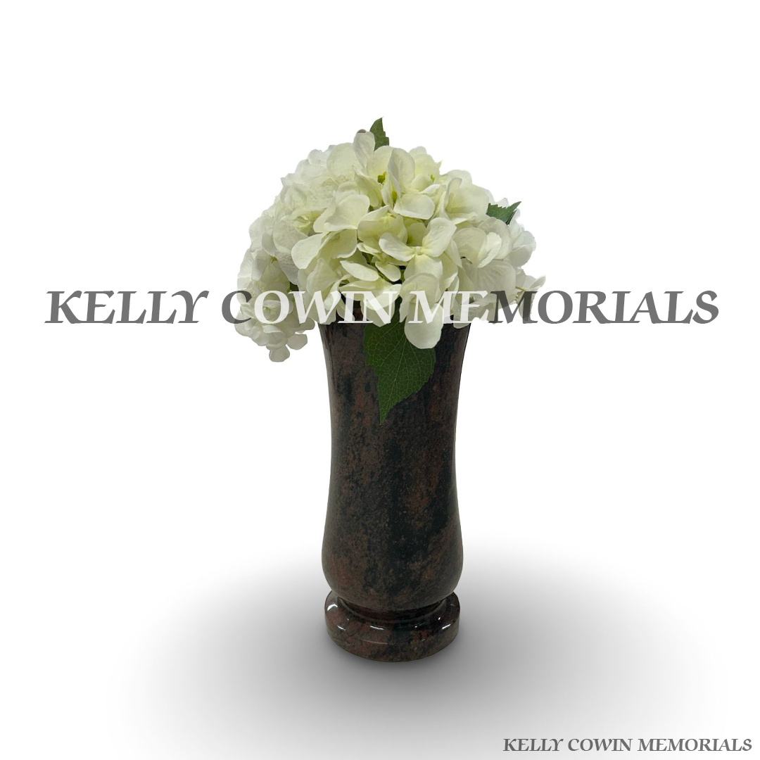 Front view of Pandora granite large tall memorial vase