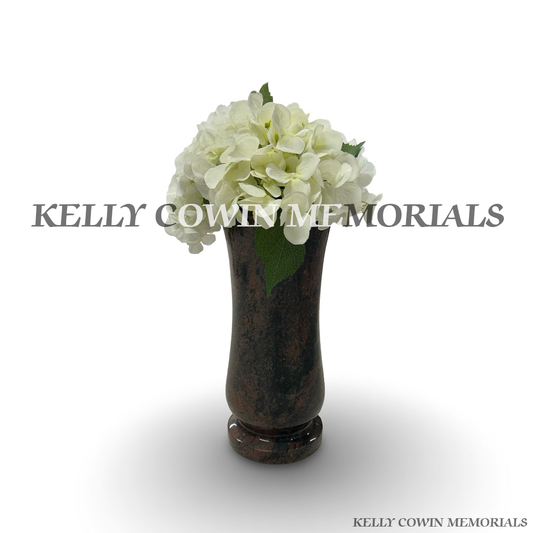 Front view of Pandora granite large tall memorial vase