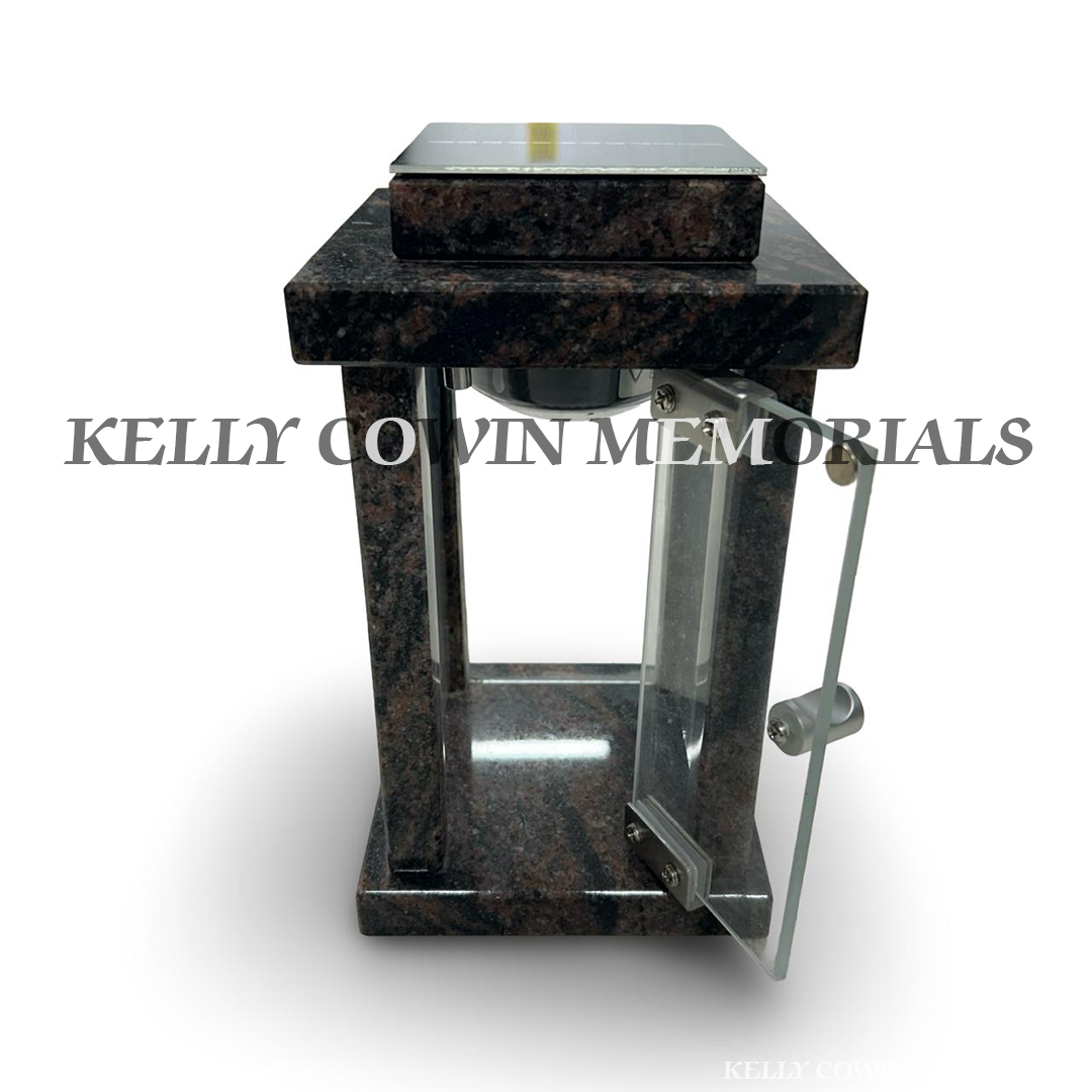 Front view of Pandora granite square solar lantern