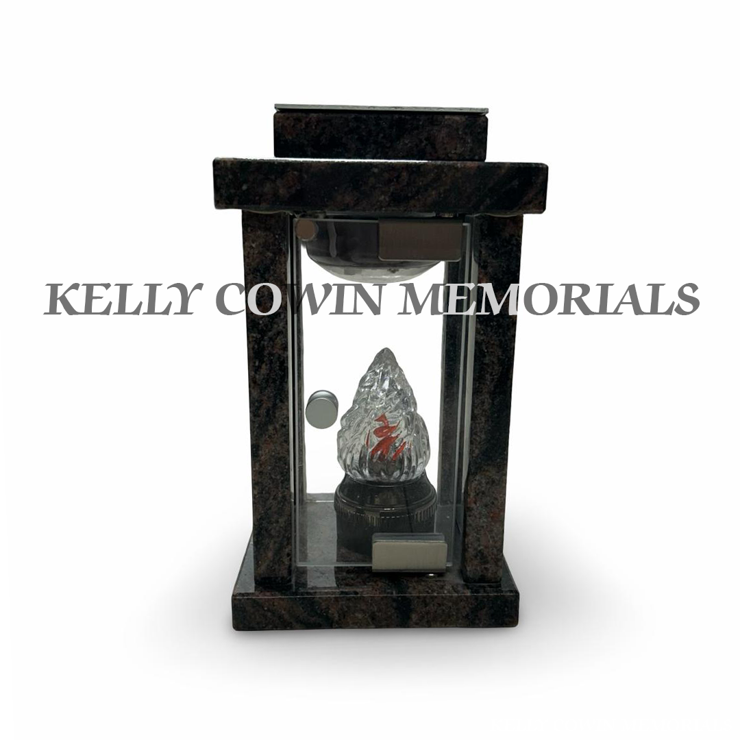 Front view of Pandora granite square solar lantern