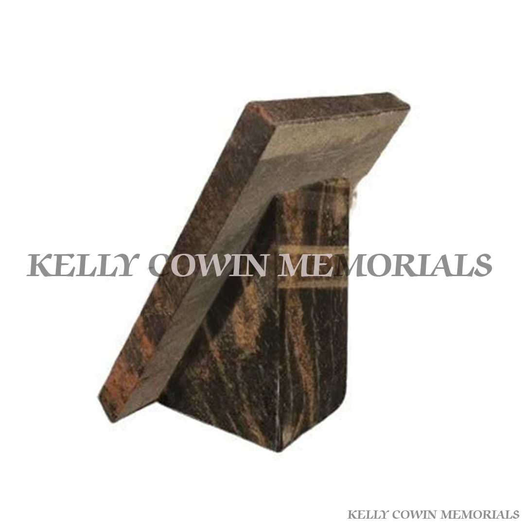 Pandora granite betting slip style memorial plaque engraved with personalised wording by Kelly Cowin Memorials Ireland