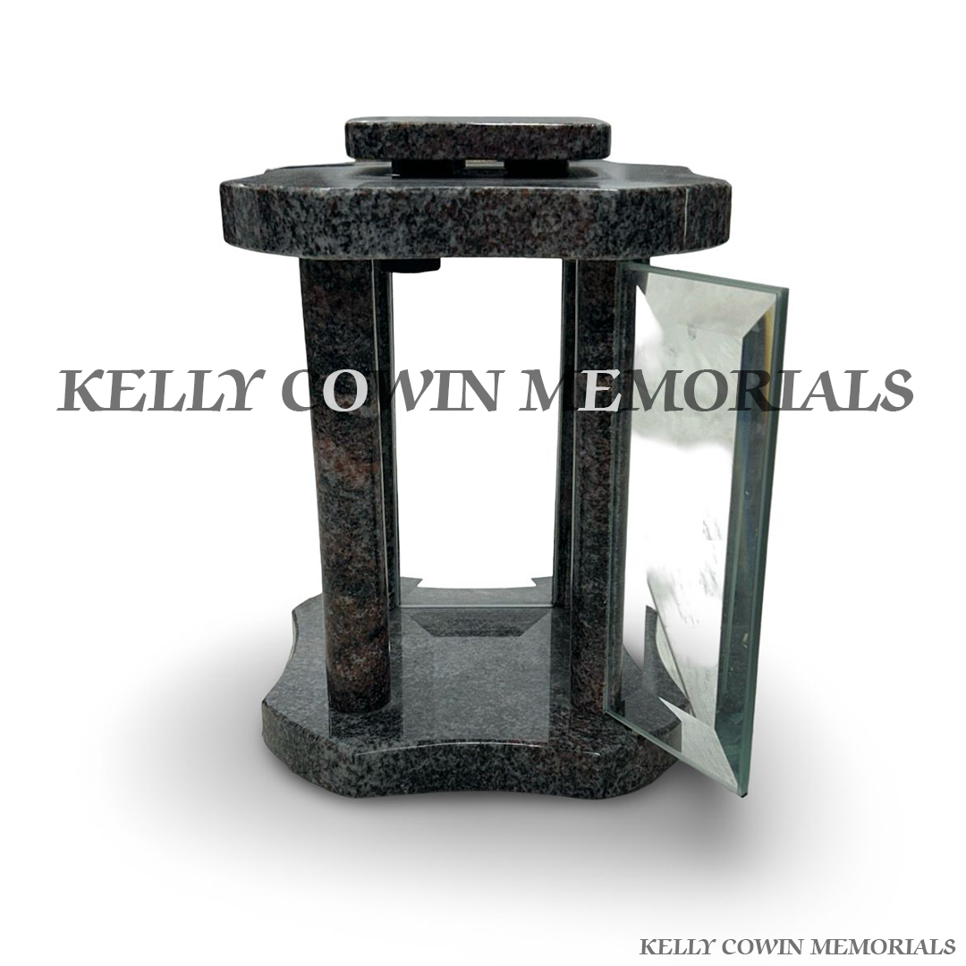 Front view of Paradiso granite hexagon lantern (non-solar)