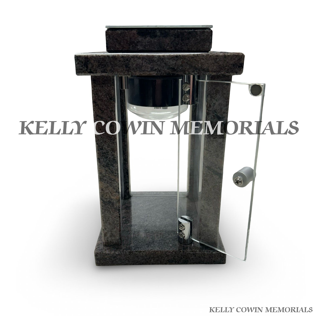 Front view of Paradiso granite square solar lantern