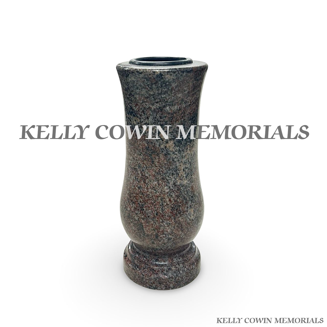 Front view of Paradiso granite tall memorial vase