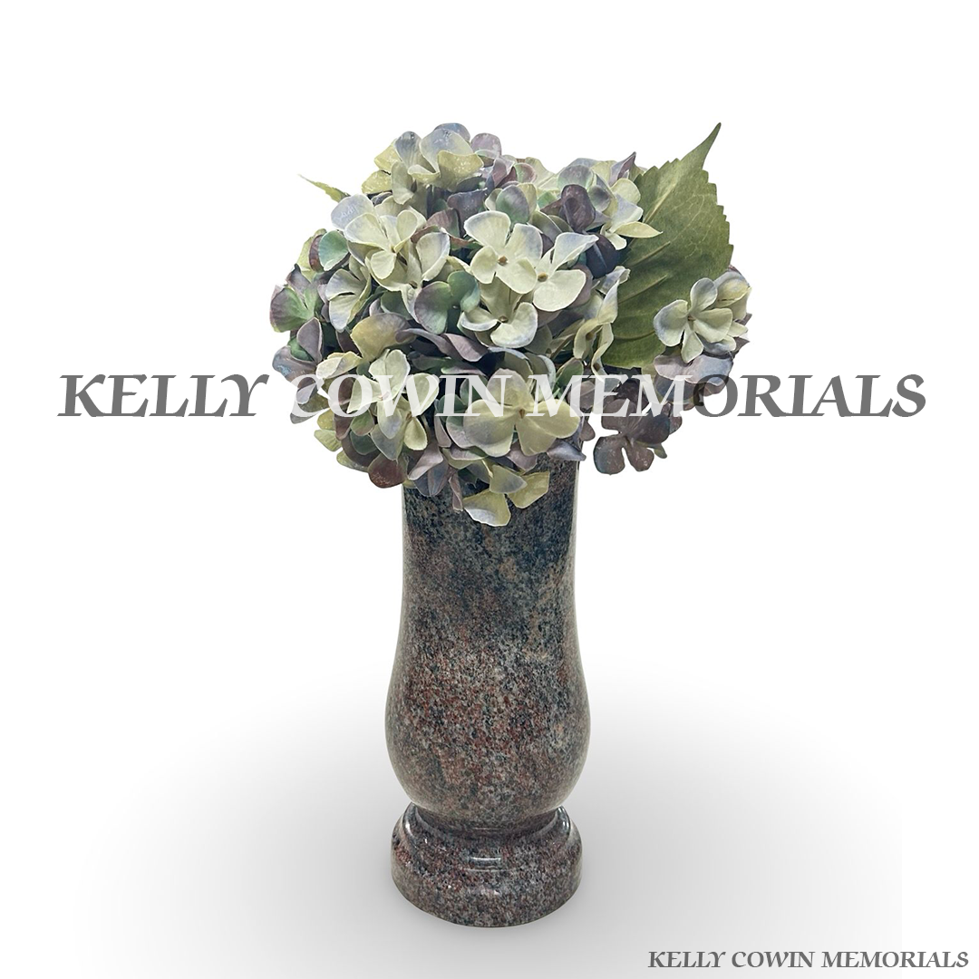 Front view of Paradiso granite tall memorial vase