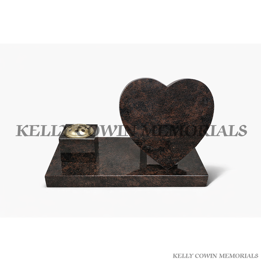 12 inch granite heart memorial with square vase on plinth in Ireland