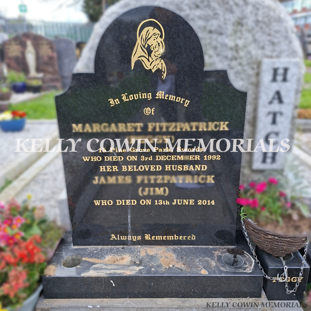 Before renovation of memorial and limestone kerbing in Swords Cemetery