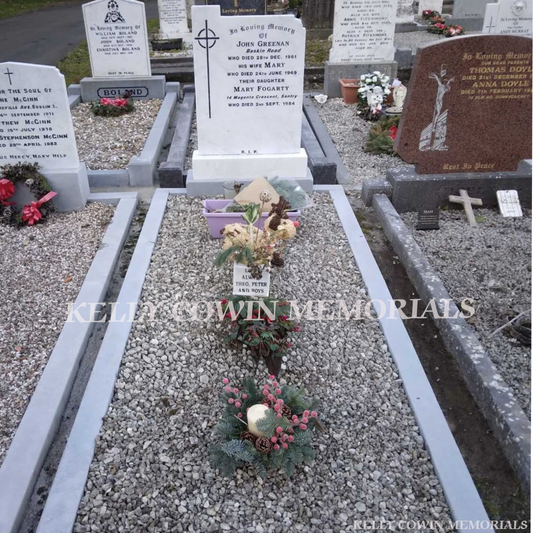 after headstone renovation showing grave refurbishment and restored memorial in Ireland