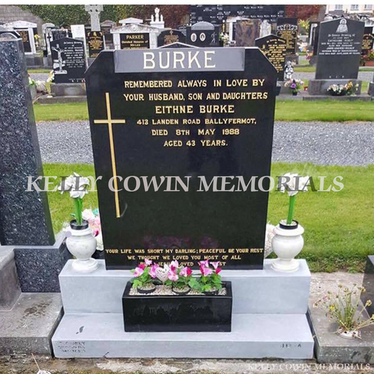after grave renovation showing restored memorial with fresh stone chippings in Dublin and nationwide Ireland