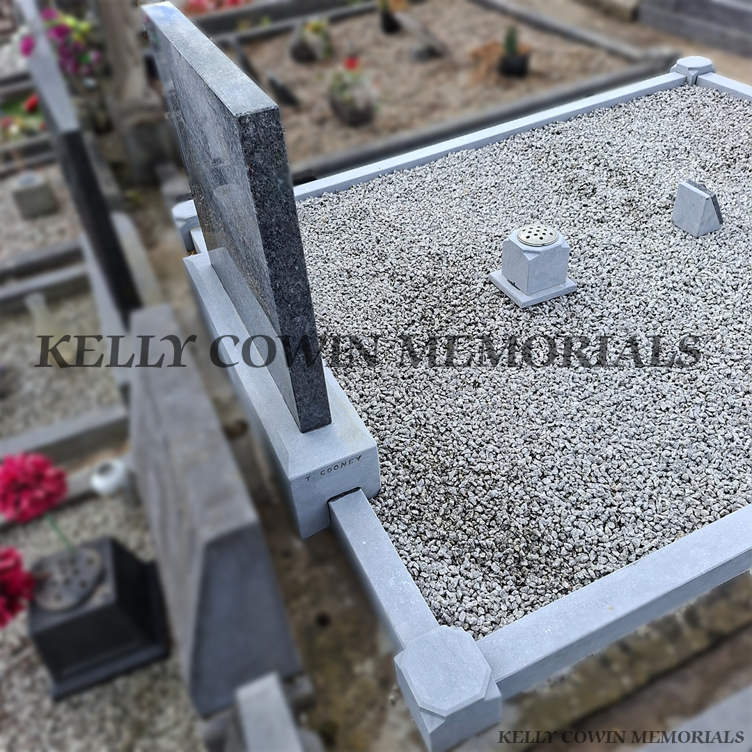After renovation of restored Blue Pearl memorial and limestone kerbing