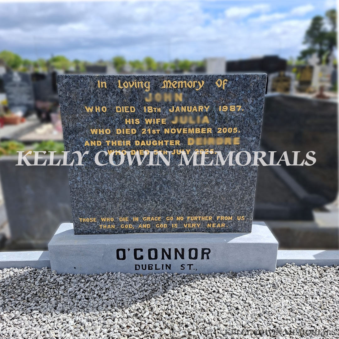 After renovation of restored Blue Pearl memorial and limestone kerbing