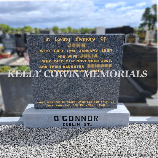 After renovation of restored Blue Pearl memorial and limestone kerbing