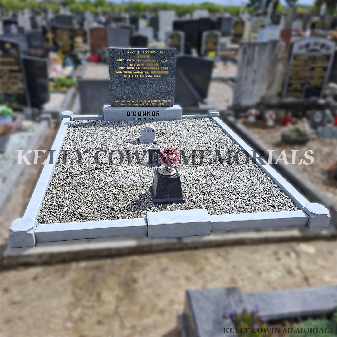 After renovation of restored Blue Pearl memorial and limestone kerbing