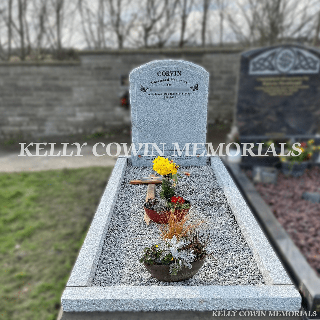Grey Granite Rough Boulder Headstone & Kerbing | Whitestown Cemetery - Kelly Cowin Memorials
