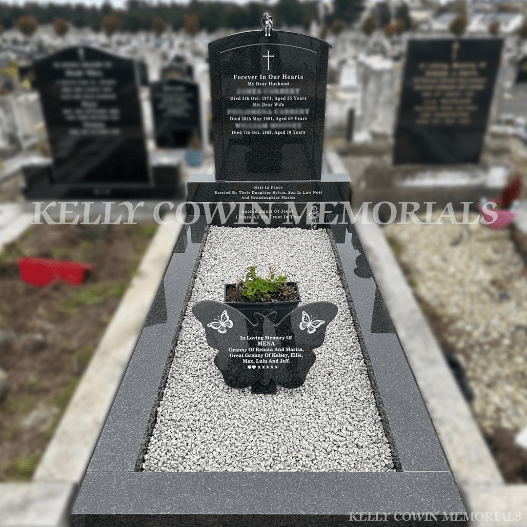 Rustenburg Granite Polished Boulder Headstone & Kerbing | Deansgrange Cemetery - Kelly Cowin Memorials