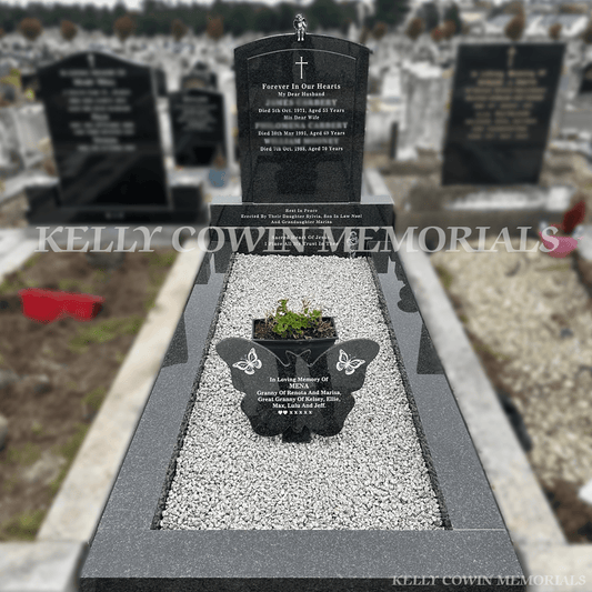 Rustenburg Granite Polished Boulder Headstone & Kerbing | Deansgrange Cemetery - Kelly Cowin Memorials