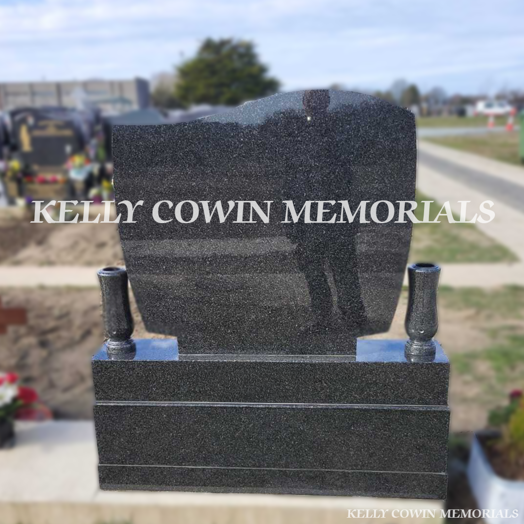 Back view of Rustenburg C1 headstone highlighting Dublin headstone craftsmanship by Kelly Cowin Memorials