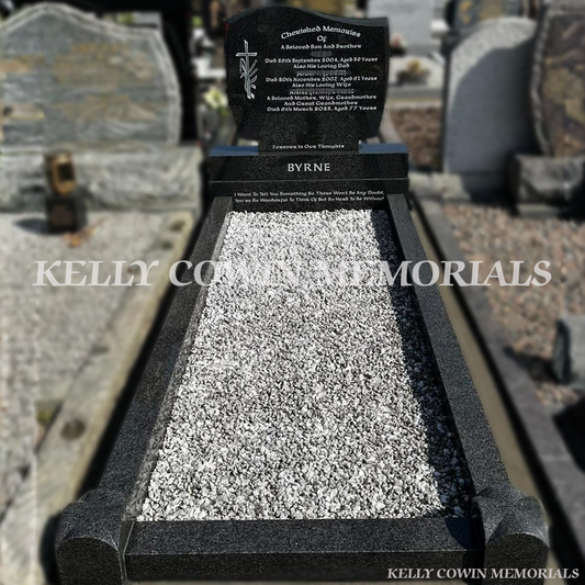 Rustenburg granite C1 headstone with kerbing erected in Fingal Cemetery Dublin by Kelly Cowin Memorials