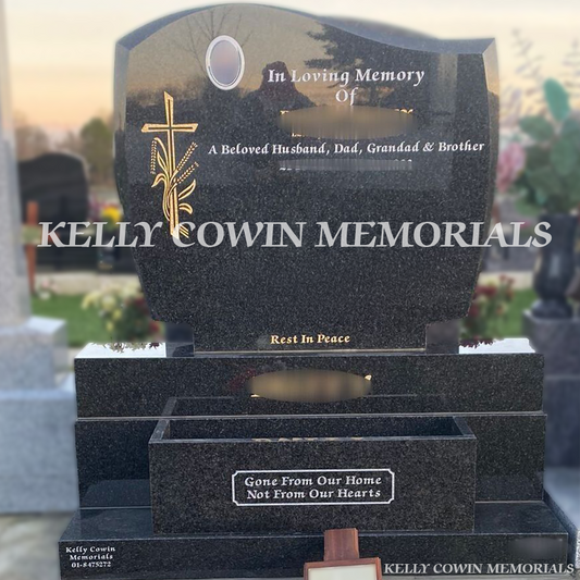 Rustenburg granite C1 headstone erected in Balgriffin Cemetery Dublin by Kelly Cowin Memorials