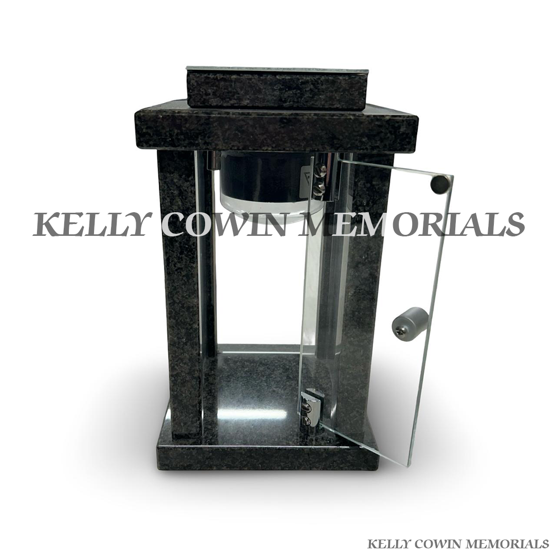 Front view of Rustenburg granite square solar lantern