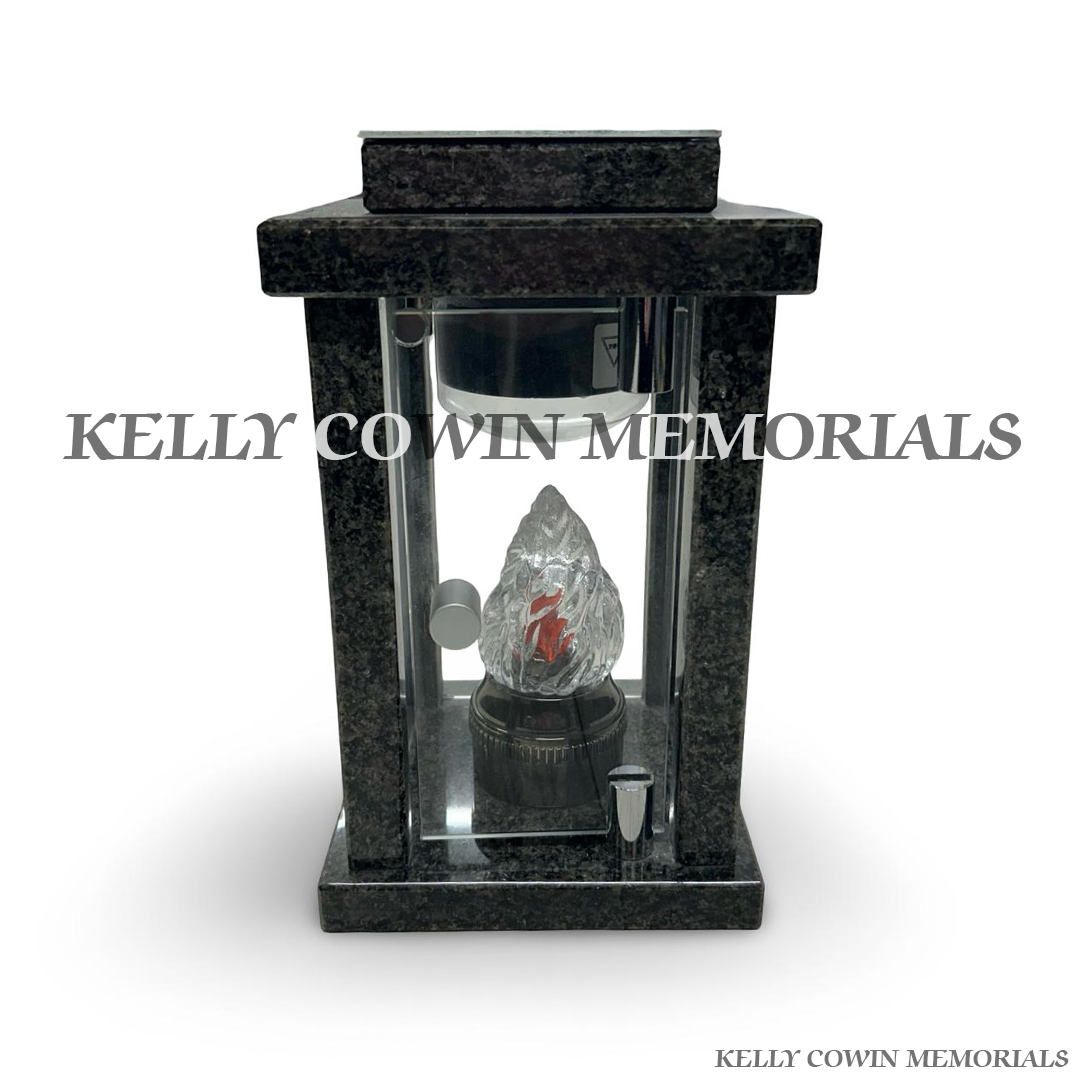 Front view of Rustenburg granite square solar lantern