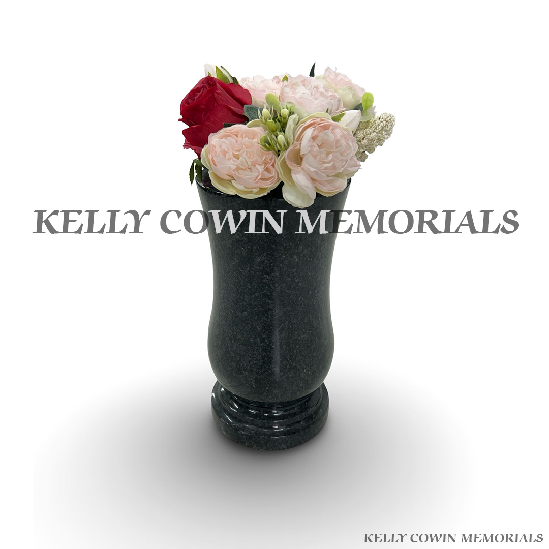 Front view of Rustenburg granite large tall memorial vase