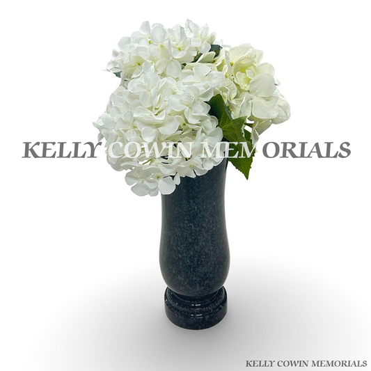 Front view of Rustenburg granite tall memorial vase