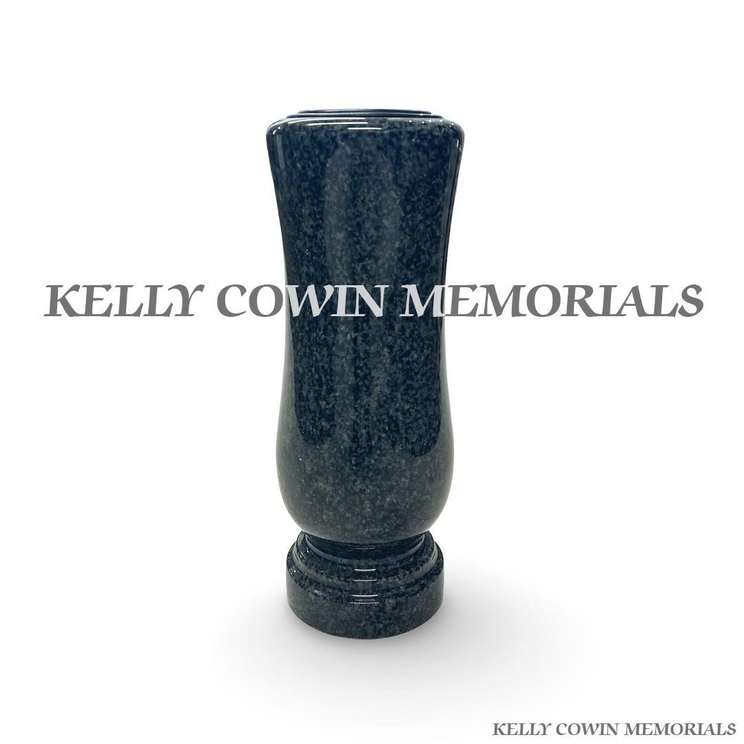 Front view of Rustenburg granite tall memorial vase