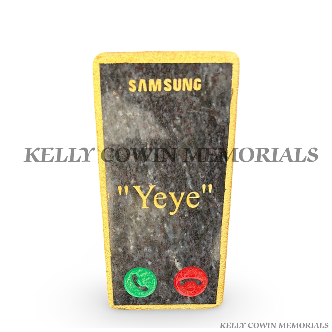 Personalised smartphone memorial plaque with gold lettering
