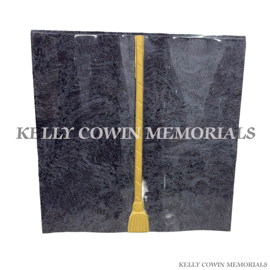 Blue Lagoon granite book memorial ornament for graves and headstones handcrafted in Dublin with nationwide delivery and fitting across Ireland