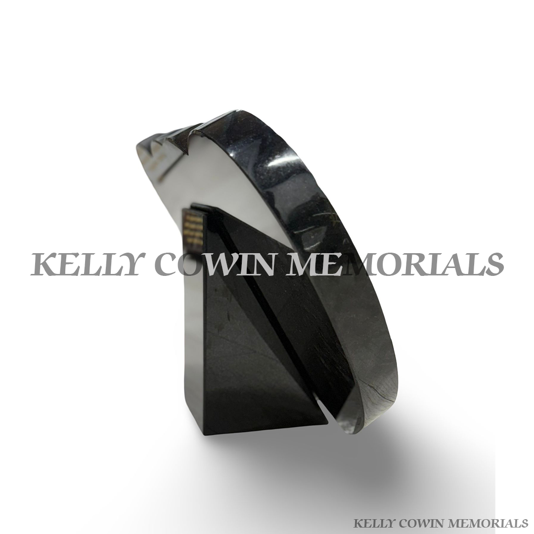 Black Granite Double Heart Memorial Plaque | Kelly Cowin Memorials Ireland