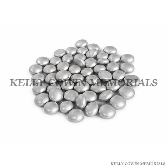 Silver coated decorative beads for grave memorial supplied in Dublin by Kelly Cowin Memorials with nationwide delivery across Ireland.