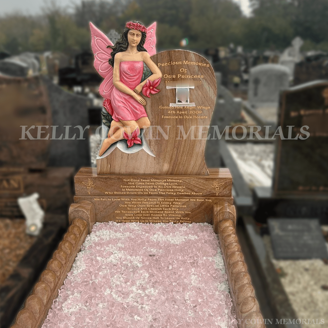 Woodlawn Granite Angel Headstone & Kerbing | Fingal Cemetery - Kelly Cowin Memorials
