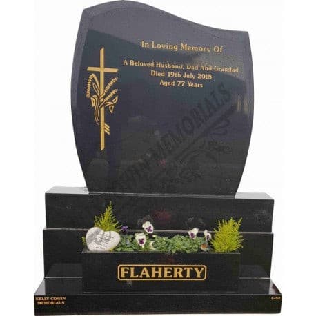 Large Headstone With Base & Flower Box