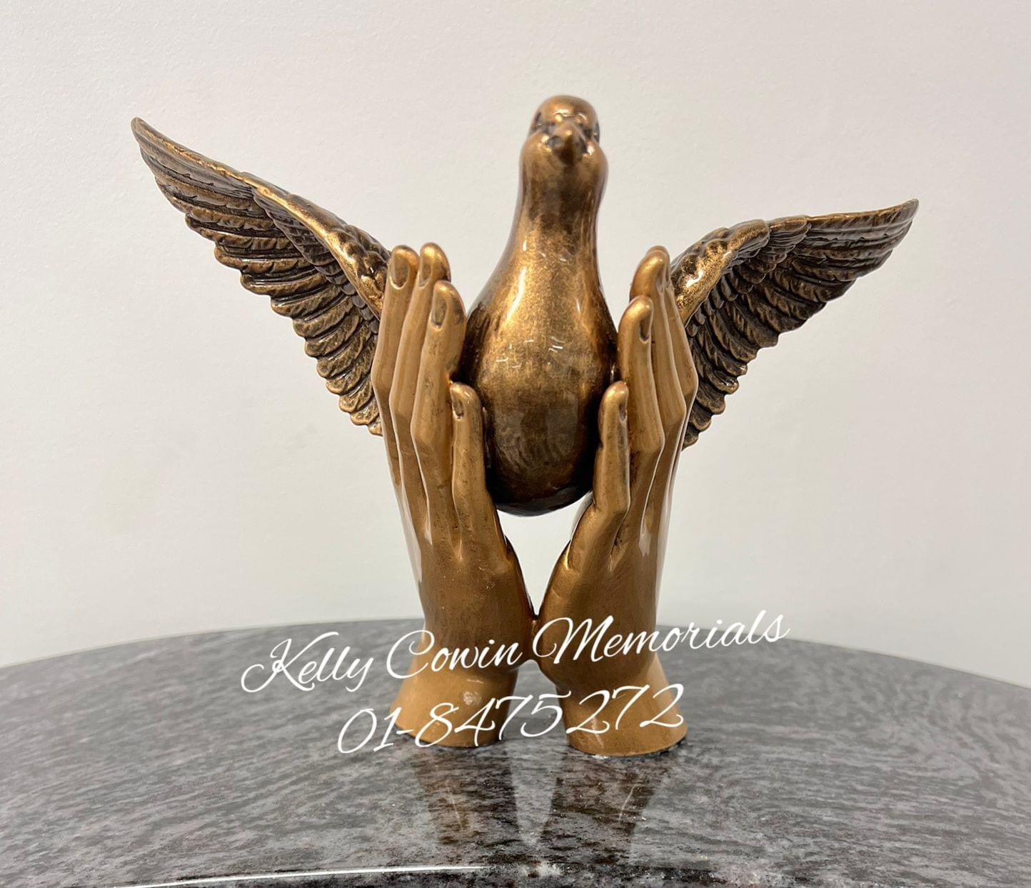 S026 - Bronze Dove In Hands