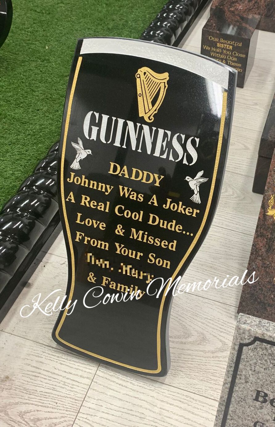 Large Guinness Plaque 001 - Dublin Headstones - Glasnevin - Balgriffin - Fingal - Dardistown -  Kelly Cowin Memorials