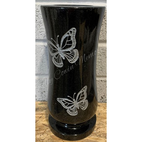 Granite Butterfly Vase 006 - Dublin Headstones - Glasnevin - Balgriffin - Fingal - Dardistown -  Kelly Cowin Memorials