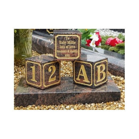 Granite Baby Blocks Grave Accessory 002 - Dublin Headstones - Glasnevin - Balgriffin - Fingal - Dardistown -  Kelly Cowin Memorials