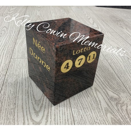 Granite Bingo Block Grave Accessory - Dublin Headstones - Glasnevin - Balgriffin - Fingal - Dardistown -  Kelly Cowin Memorials