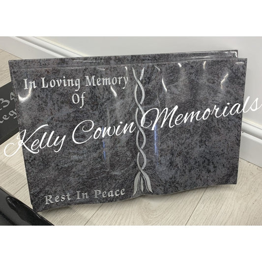 Granite Book Plaque 008 - Dublin Headstones - Glasnevin - Balgriffin - Fingal - Dardistown -  Kelly Cowin Memorials