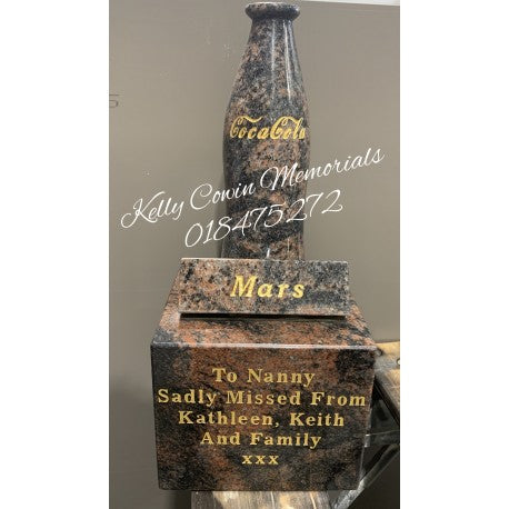 Granite Coke Bottle Grave Accessory - Dublin Headstones - Glasnevin - Balgriffin - Fingal - Dardistown -  Kelly Cowin Memorials