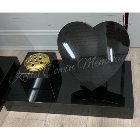 Carved Rose Heart & Vase On Plinth 005 - Dublin Headstones - Glasnevin - Balgriffin - Fingal - Dardistown -  Kelly Cowin Memorials