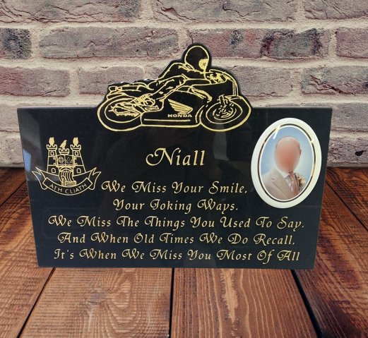 Motorbike Plaque 001 - Dublin Headstones - Glasnevin - Balgriffin - Fingal - Dardistown -  Kelly Cowin Memorials