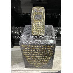 Mobile Phone Grave Accessory - Dublin Headstones - Glasnevin - Balgriffin - Fingal - Dardistown -  Kelly Cowin Memorials