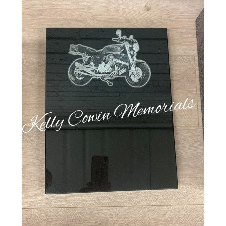 Motorbike Plaque 002 - Dublin Headstones - Glasnevin - Balgriffin - Fingal - Dardistown -  Kelly Cowin Memorials